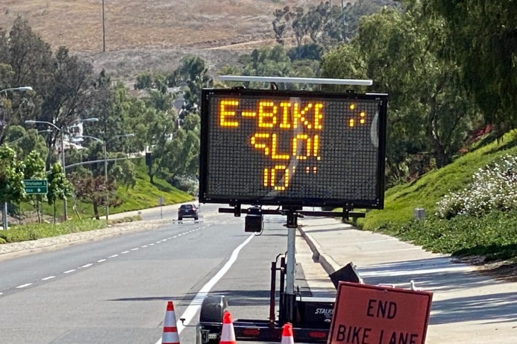 Ebikes Slow Down sign