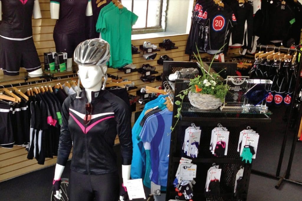 Bicycle Clothing and Helmets display