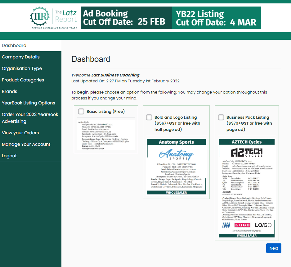 Online YearBook Portal User Dashboard