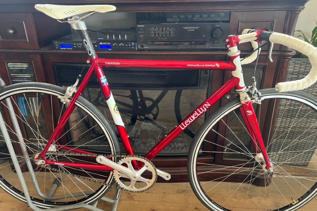 Llewellyn bikes, hand made in Brisbane, start at about $8,000 for a frame, if you don’t mind the 12-month or longer waiting list. This bike is on loan from an old friend.