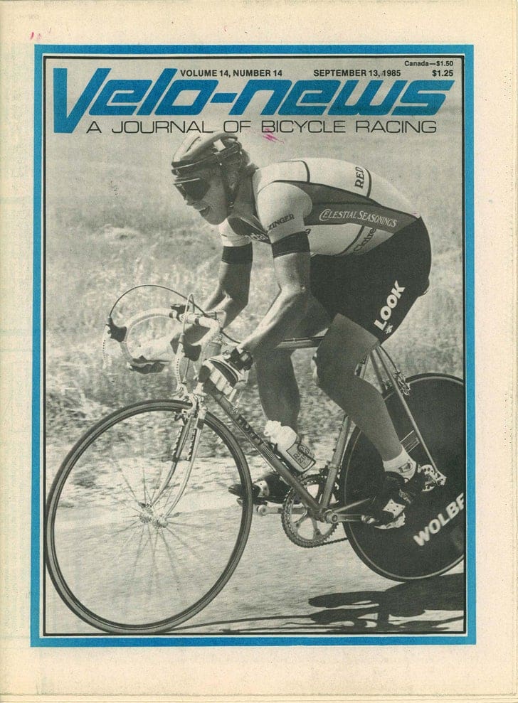 Greg LeMond pictured here on the 13th September 1985 VeloNews cover riding the Coors Classic, was the three-time Tour de France winning American superstar who played a key role in the US cycle sport boom of that decade. Photo credit: VeloNews