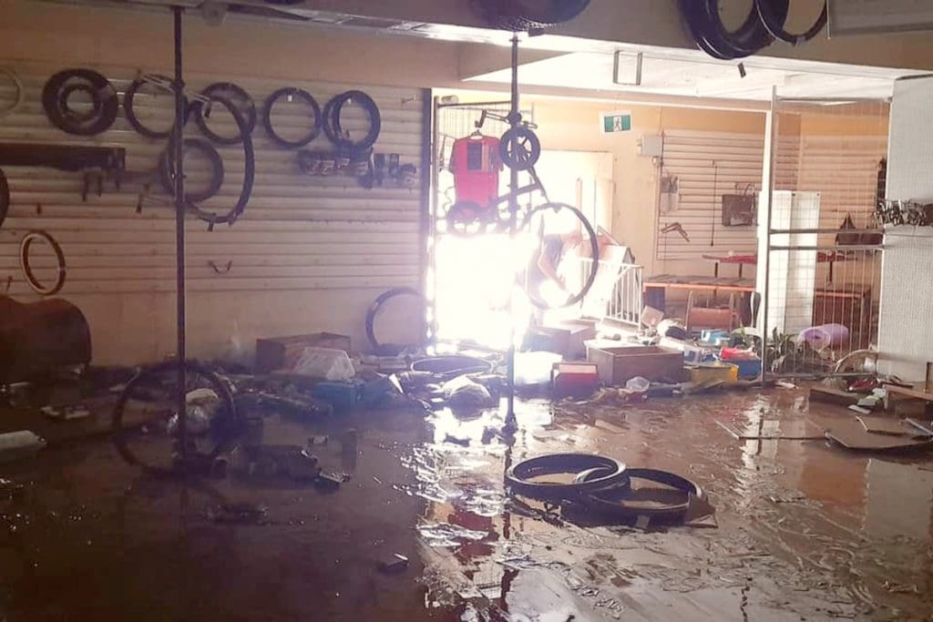 Harris Cycle Co flood damage