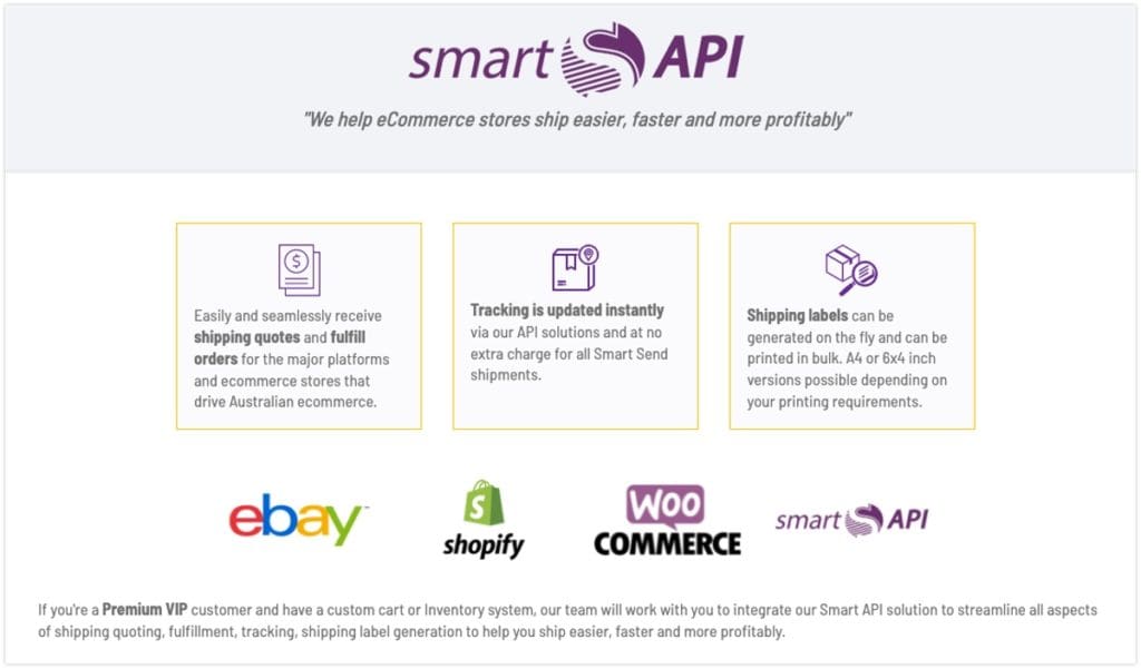 Smart Send’s tech services include application programming interfaces (API) to align with retailers’ own websites, smoothing the way for real-time quotes and tracking for their customers