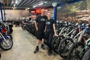 Trooper Lu’s Bicycles owners Justin and Simone Chisholm are searching for more experienced staff to assist with the continued growth of their business.