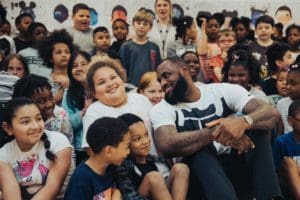 LeBron James with students
