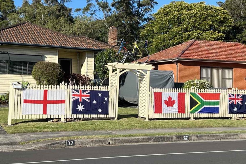 House front with world flags