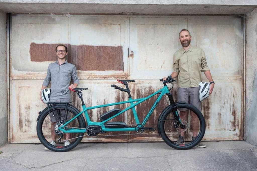 Greg Sand and Emmanuel ‘Manu’ Antonot with bikes