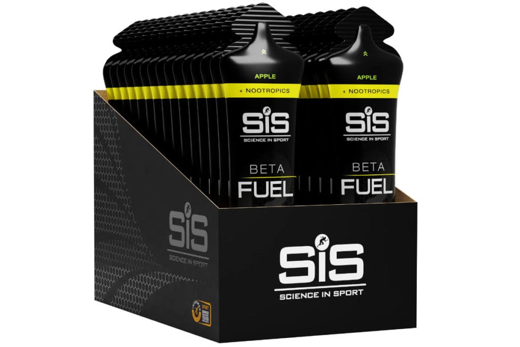 Store display of Sis sports nutrition packs