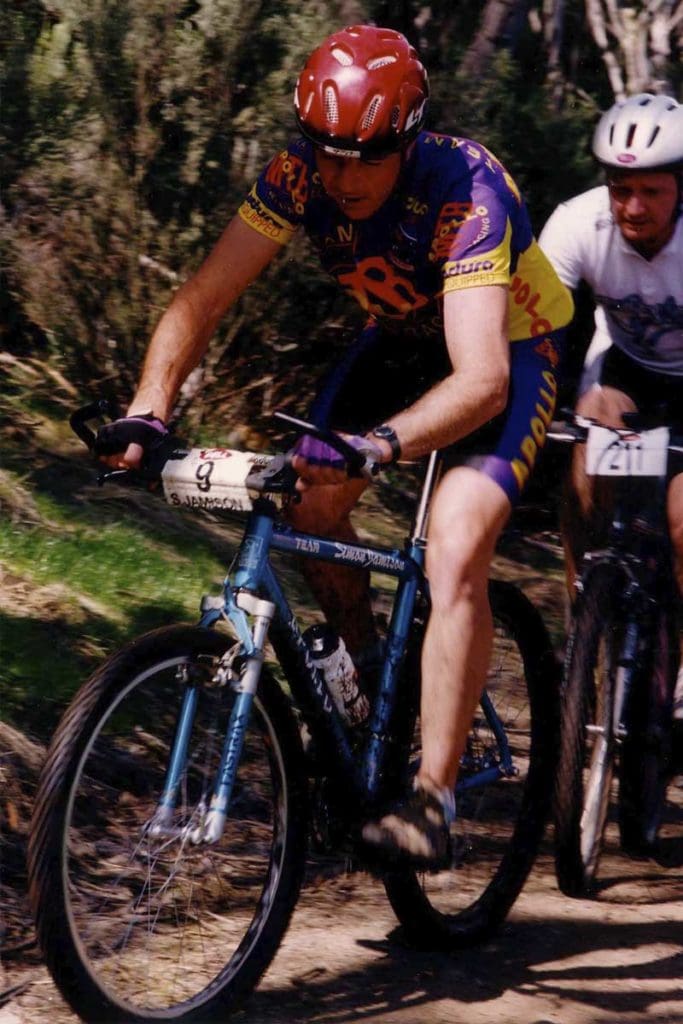 cyclists participating in mountain bike race