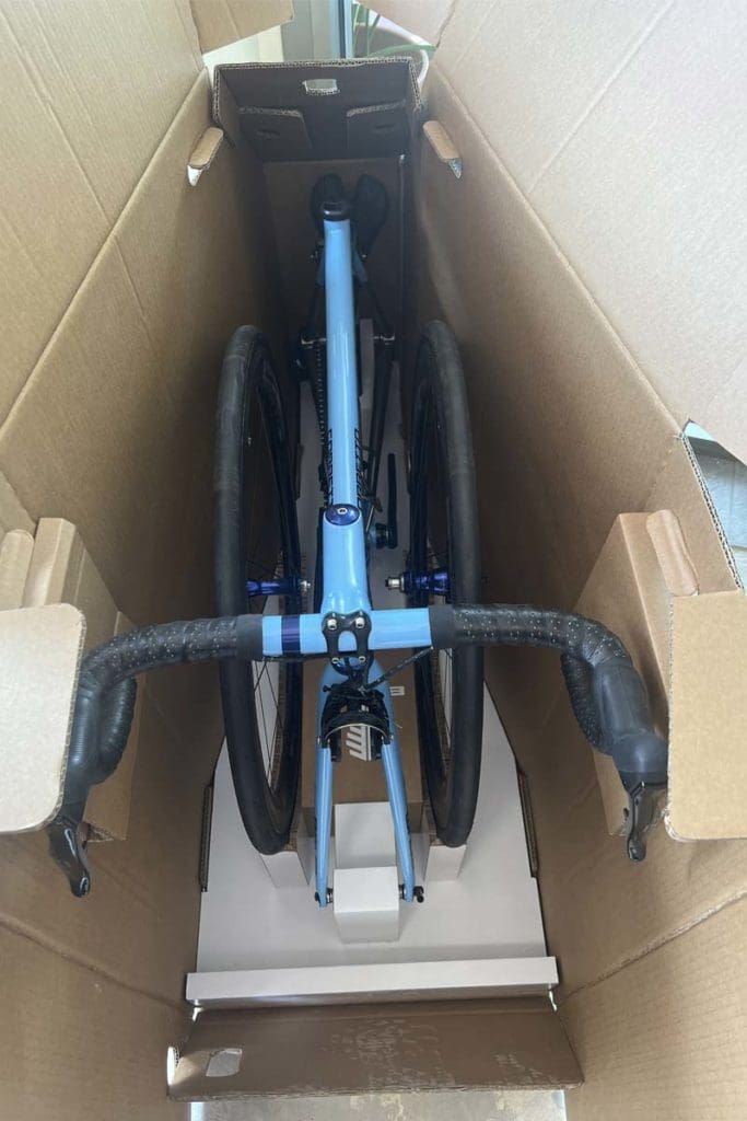 bicycle in a large postage box