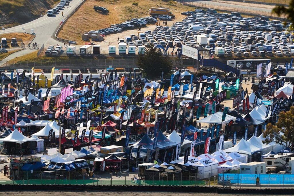 Aerial view of Sea Otter Bike exhibition outdoor event