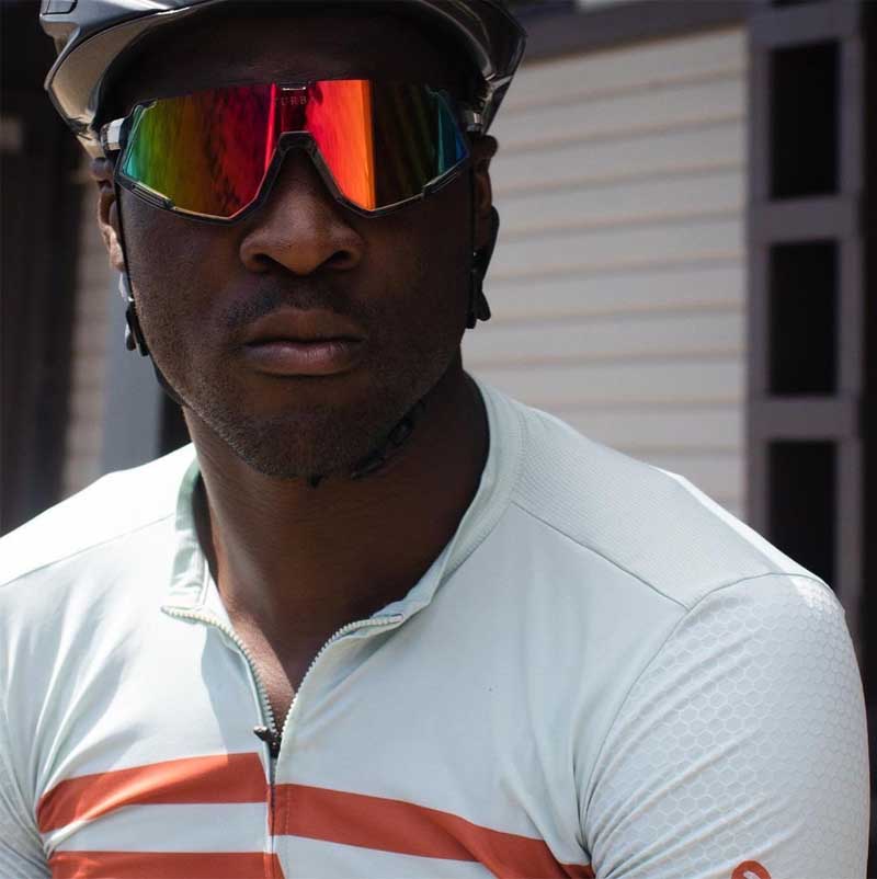 Cyclist wearing TURBA eyewear