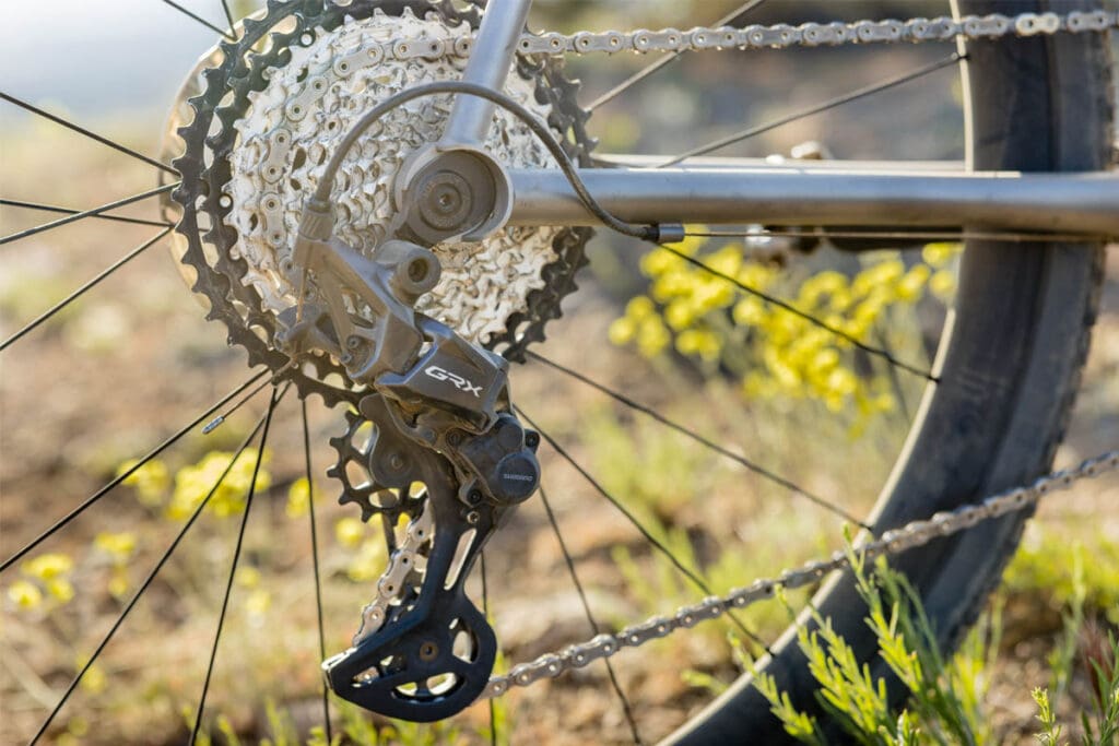 Close up of Shimano’s first 12-speed mechanical shifting system