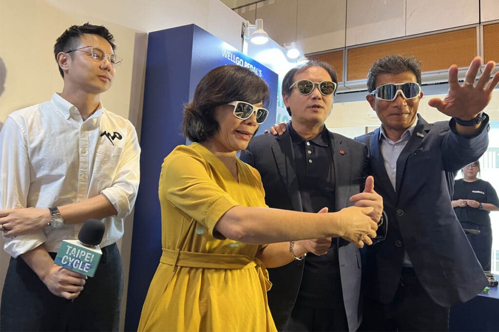 Leaders of the Taiwan bicycle industry wearing eyewear