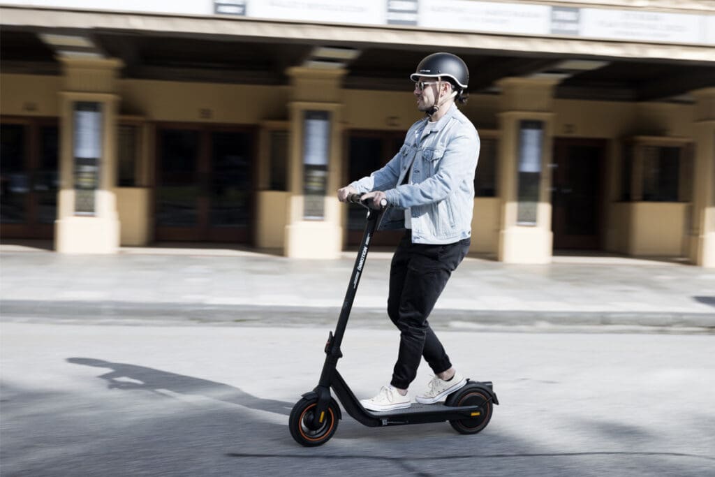 Person riding escooter