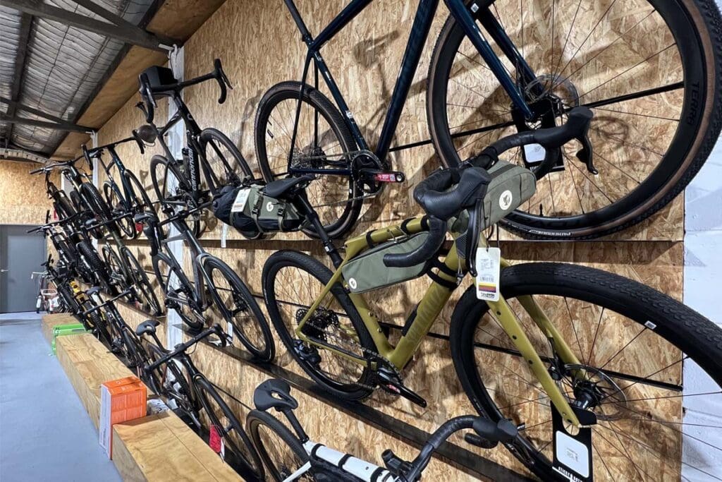Bike wall at bicycle shop