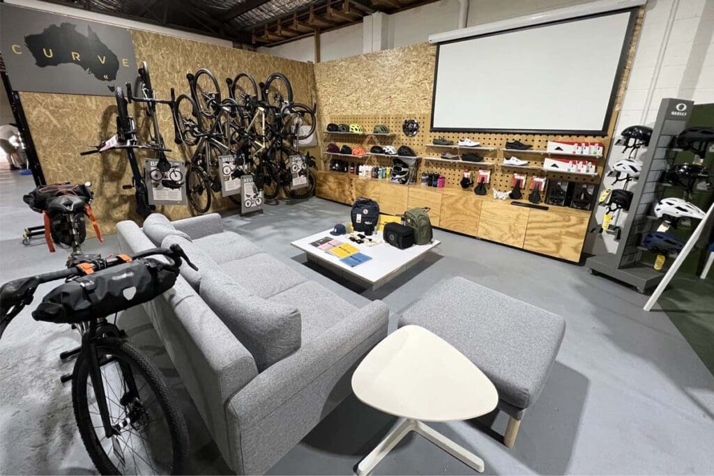 lounge area in bike shop
