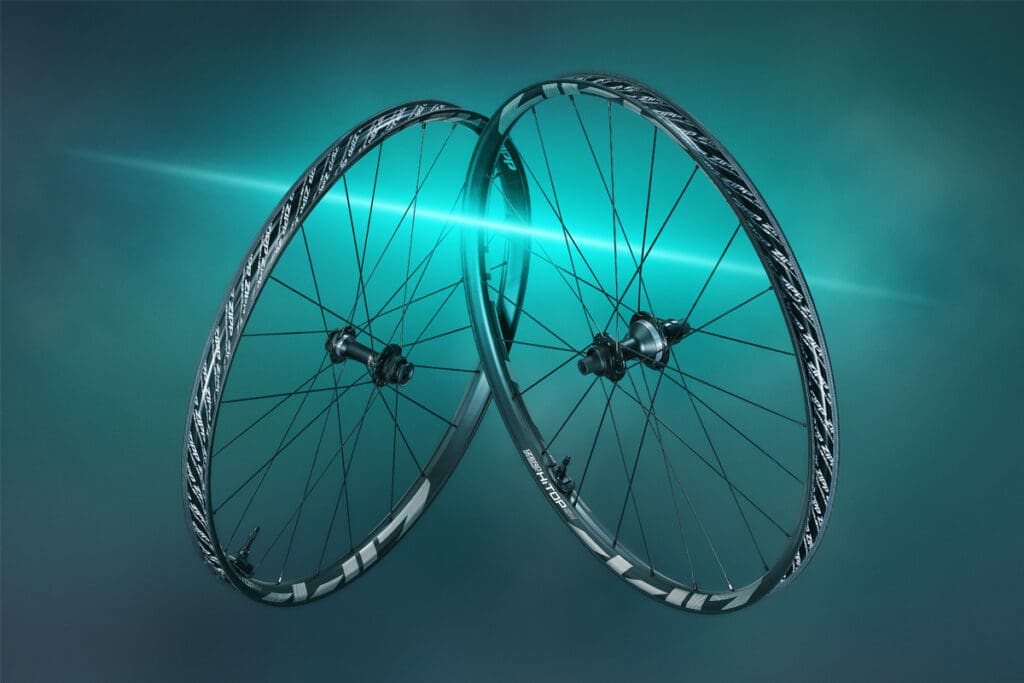 Product shot of bicycle wheels