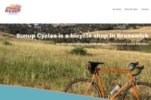 A screenshot of the home page of Sunup Cycles’ website