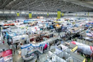Above view of bicycle expo