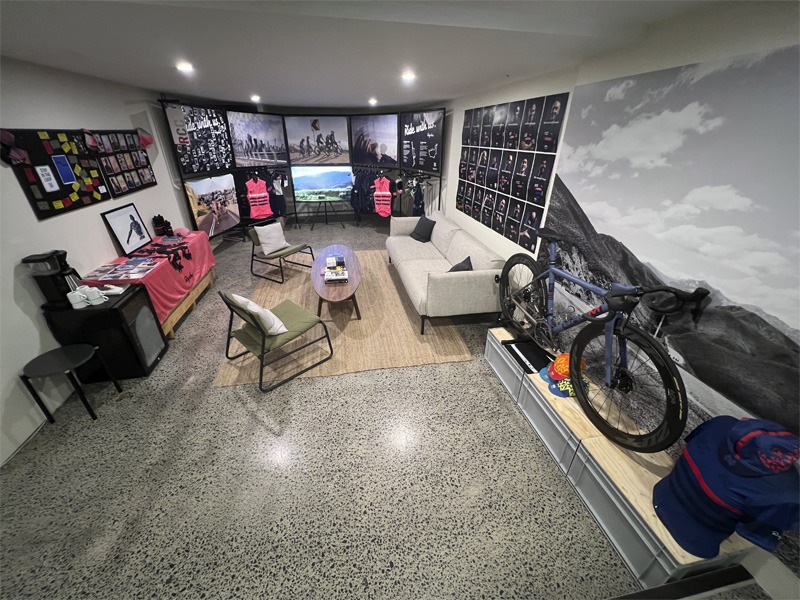 lounge area in bike shop