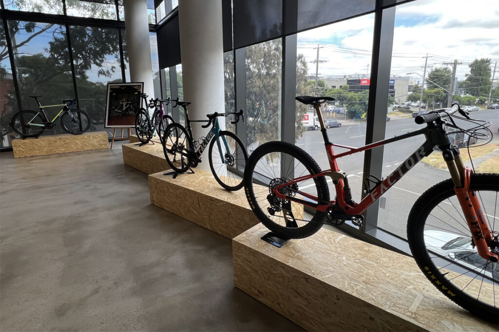 Bicycles on display in a store