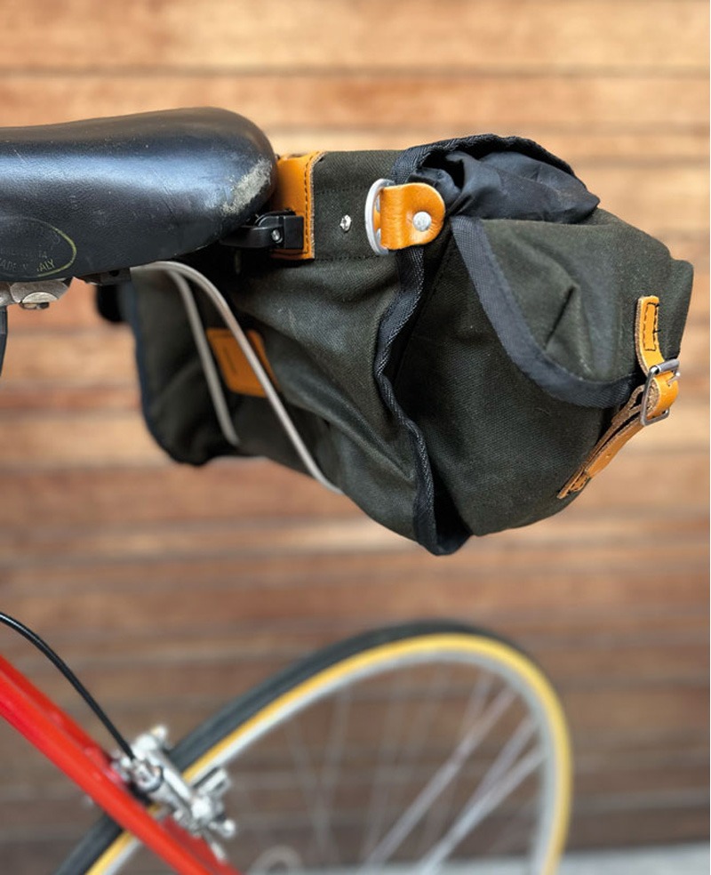 Bicycle seat with bag rack and bag attached