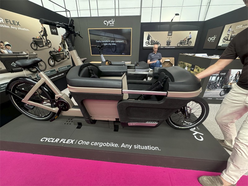 Extendable cargo bike on display at expo