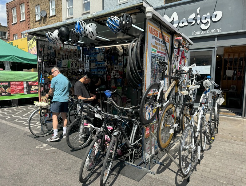 Pop up bike shop at markets