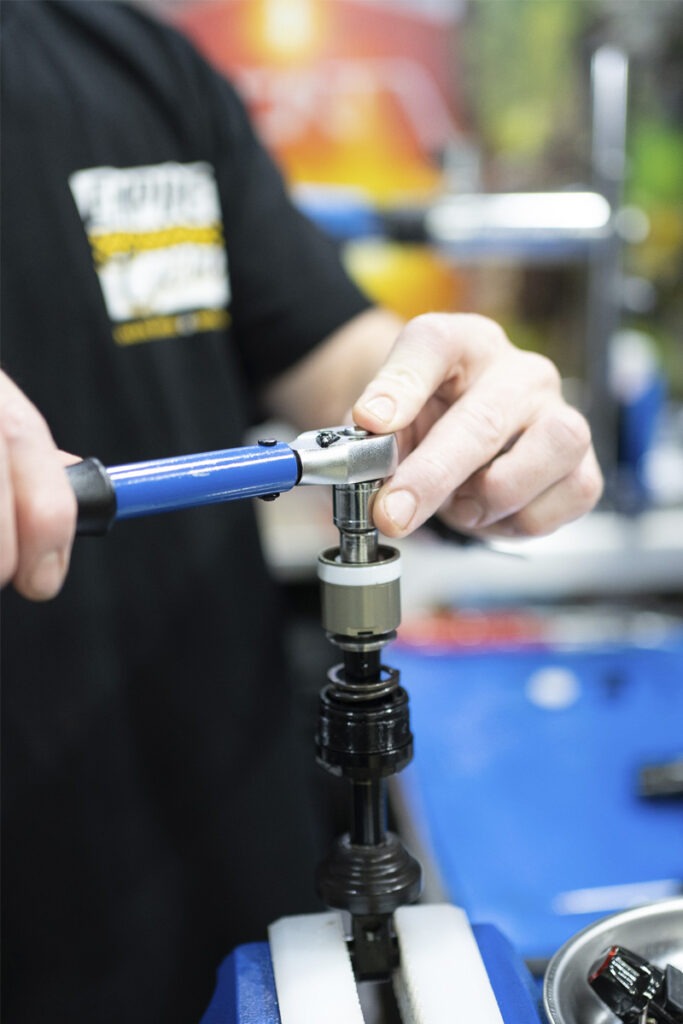 Close up of bike mechanic working