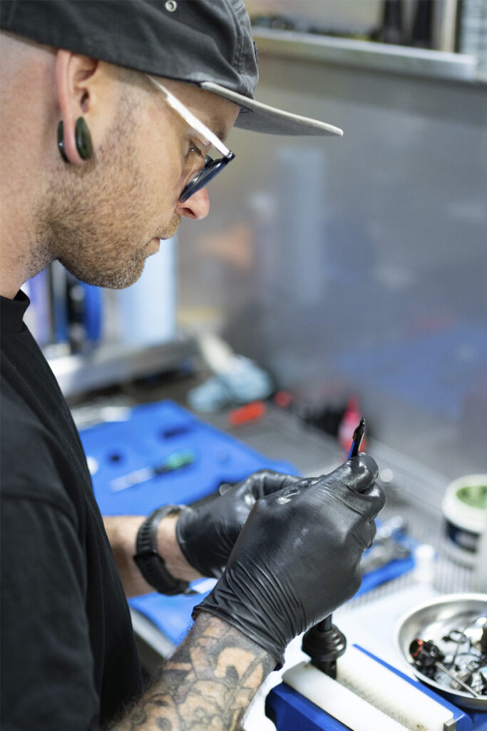 Close up of bike mechanic working