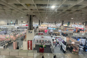 Above interior view of exhibition hall.