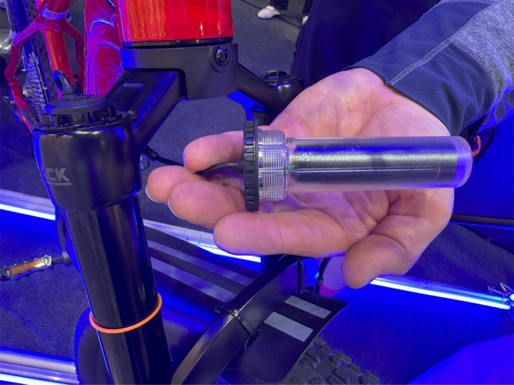 Close up of ebike battery