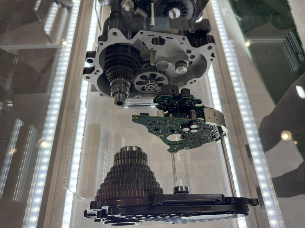Bicycle gear components on display