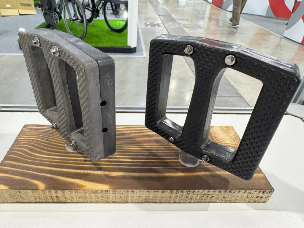 Bicycle pedals on display