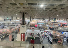 Above interior view of exhibition hall.