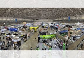 Even during tough times, Taipei Cycle is still a big, bright show. This is the upstairs hall in Building 1. In total there are four halls of this size, three for the bike show and one for TAISPO, the sporting goods show that’s mainly full of gym equipment including exercise bikes.